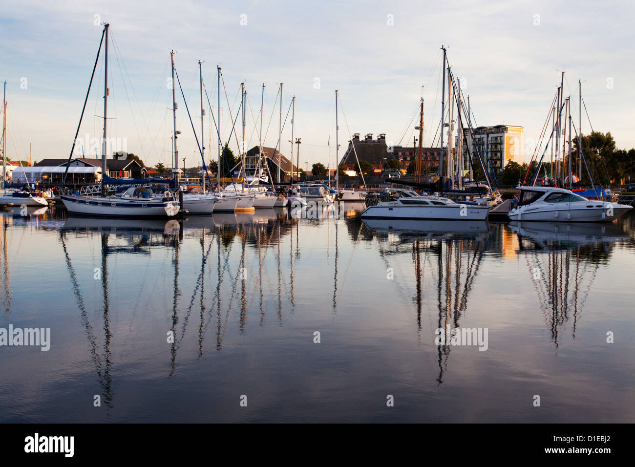 Ipswich Haven Marina au coucher du soleil, Ipswich, Suffolk, Angleterre, Royaume-Uni, Europe Banque D'Images