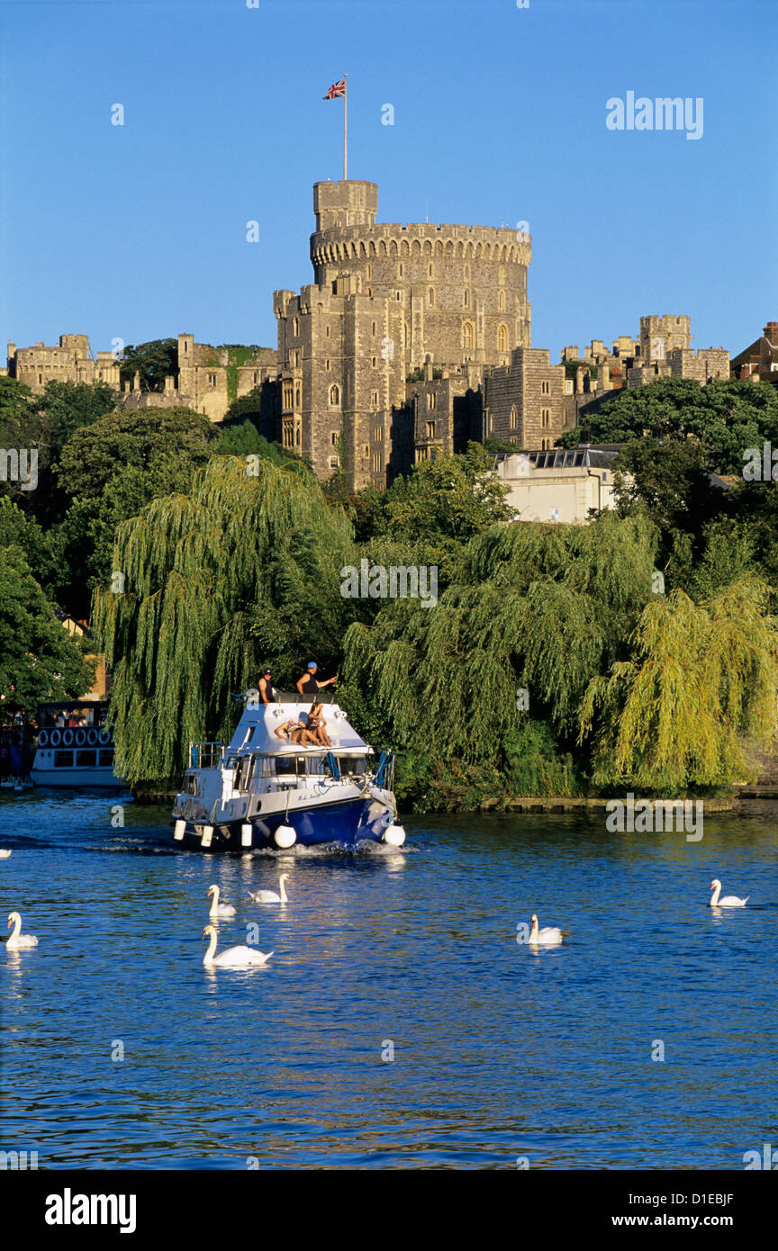 Le Château de Windsor et la Tamise, Windsor, Berkshire, Angleterre, Royaume-Uni, Europe Banque D'Images