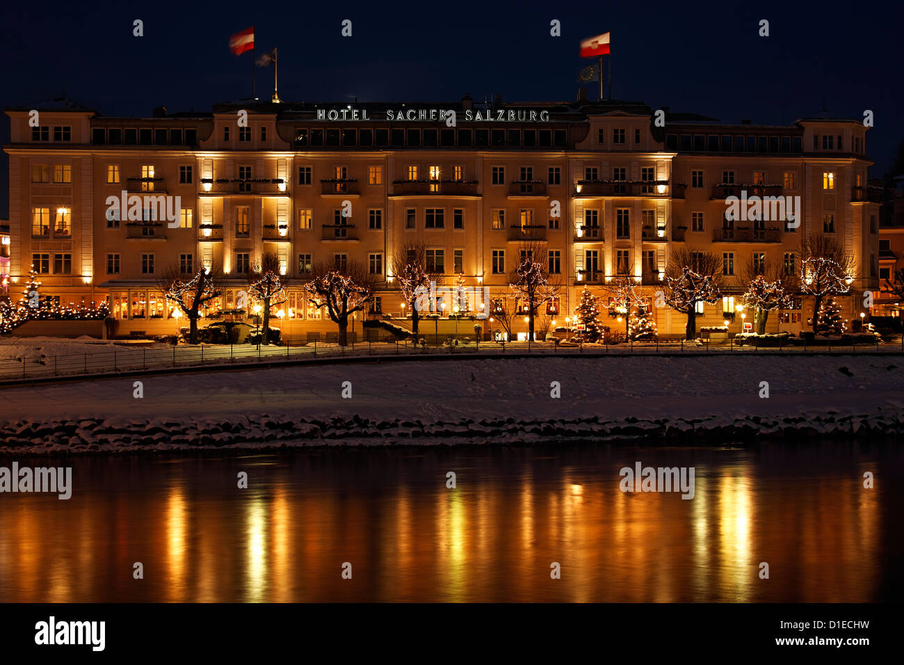 Nuit à l'hôtel Sacher Salzburg, Autriche Europe Banque D'Images