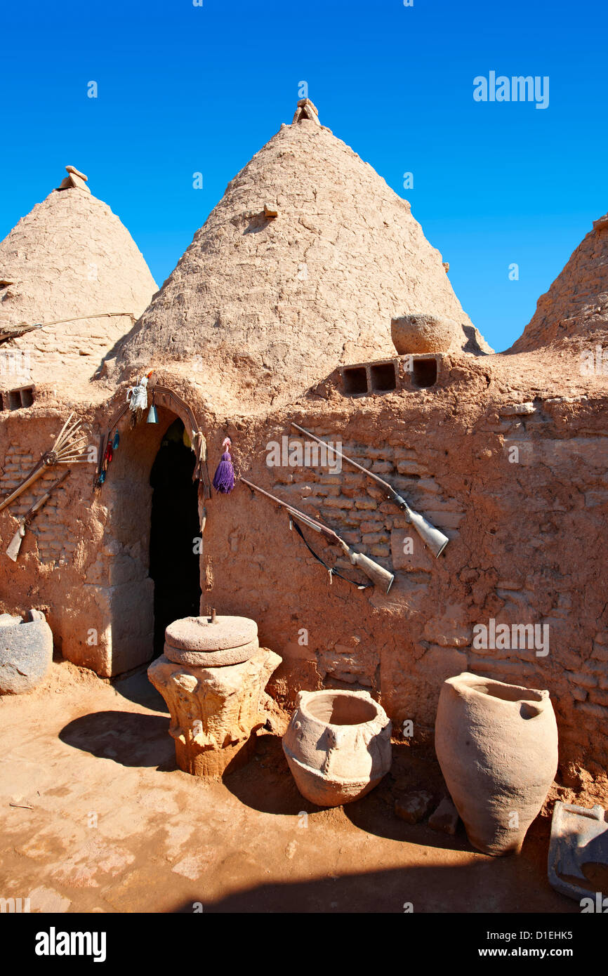 'Ruche' de forme conique et de bâtiments d'adobe Harran, Turquie Banque D'Images