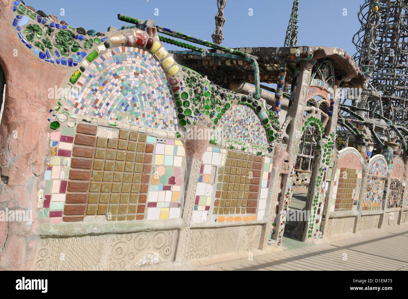 Un aspect de Watts Towers, ou les tours de Simon Rodia, situé dans le quartier Watts de Los Angeles, Californie. Banque D'Images