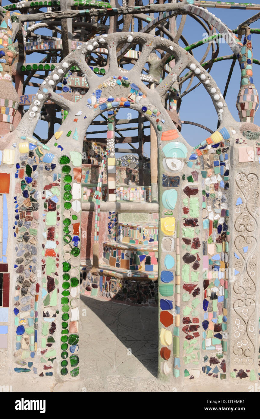 Un aspect de Watts Towers, ou les tours de Simon Rodia, situé dans le quartier Watts de Los Angeles, Californie. Banque D'Images