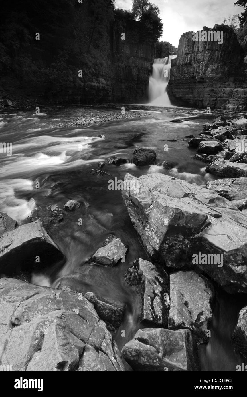 Image panoramique à force de haute chute d'eau, fleuve Tees, Upper Teesdale, comté de Durham, Angleterre, Grande-Bretagne, Royaume-Uni Banque D'Images