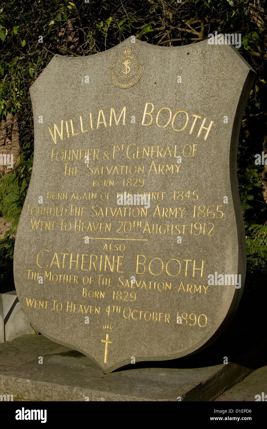 Pierre tombale de William et Catherine Booth, fondateurs de l'Armée du Salut Banque D'Images