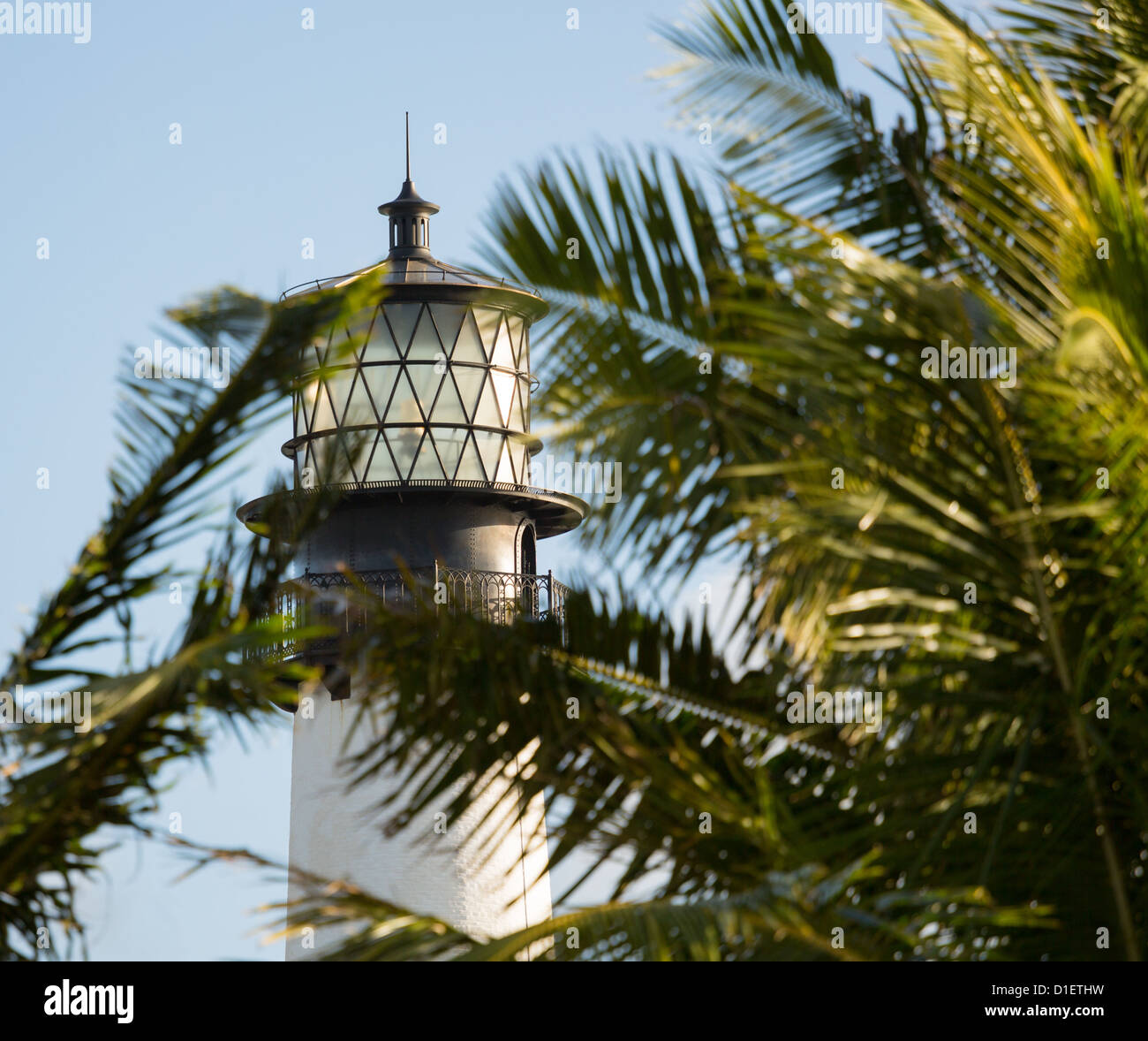 Le phare de Cape Florida et lanterne en parc national Bill Baggs à Key Biscayne en Floride Banque D'Images