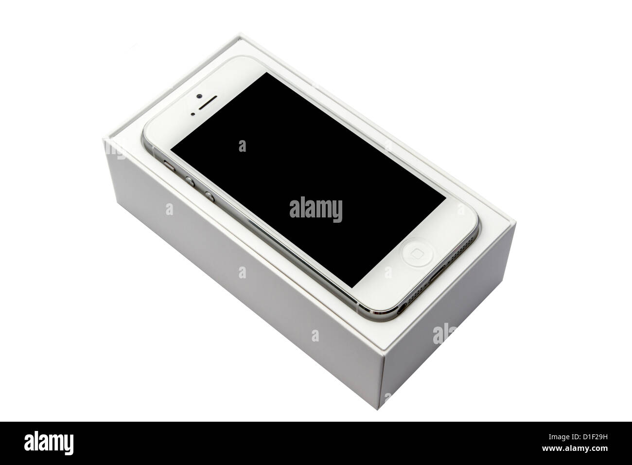 IPhone5 dans fort isolé sur fond blanc Banque D'Images