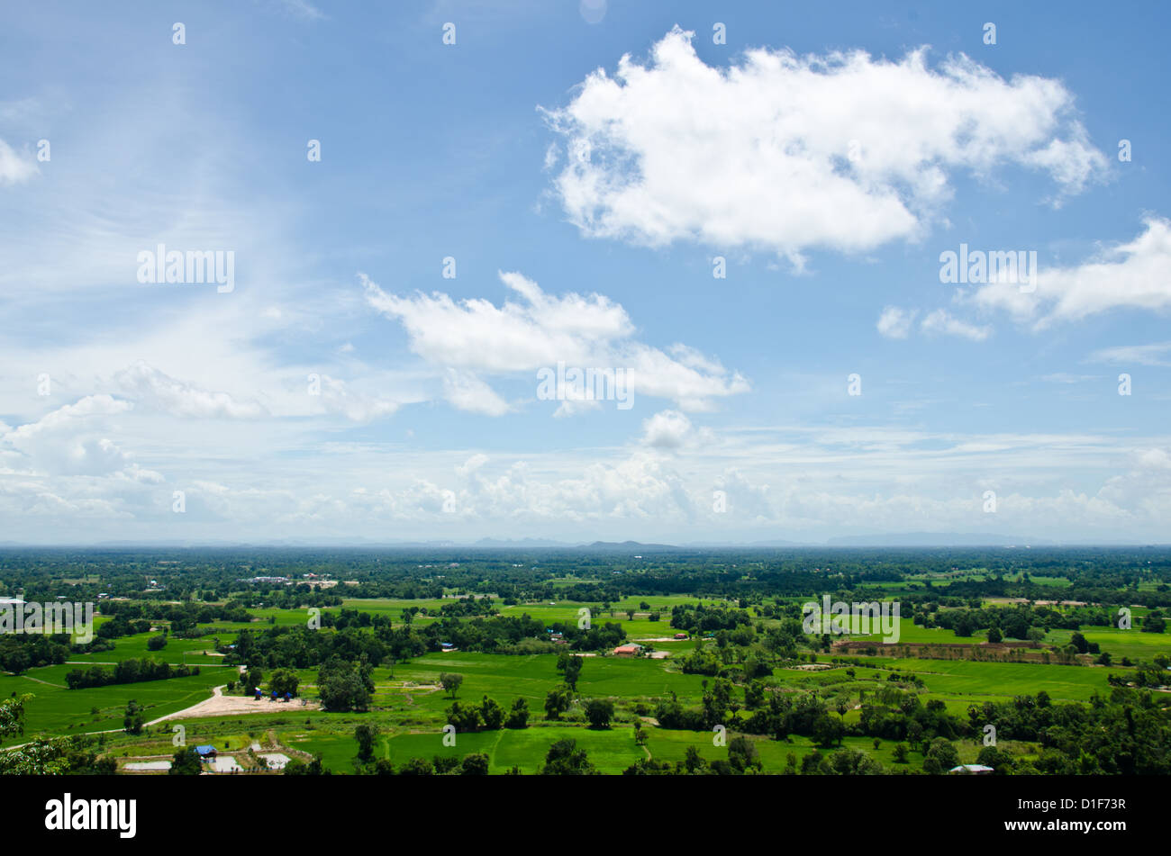 Vue aérienne d'une région rurale et agricole, Uthai Thani, Thaïlande Banque D'Images