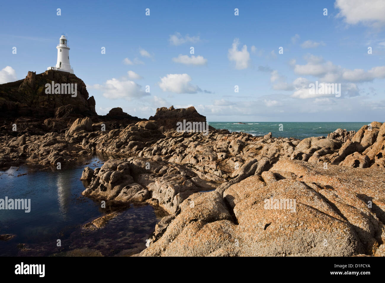Phare, la Corbiere, St Brelade, Jersey, Channel Islands, Royaume-Uni, Europe Banque D'Images