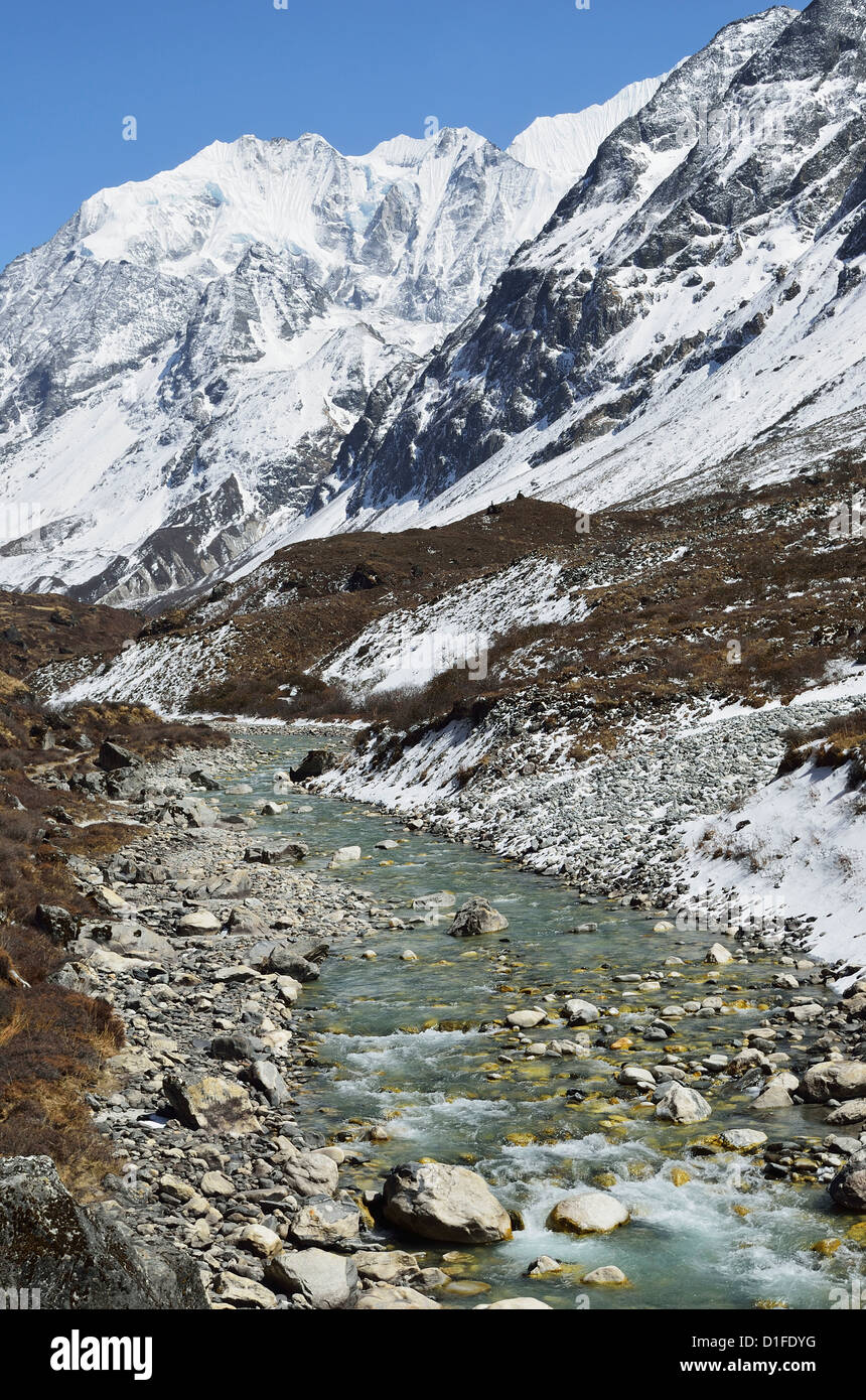 Langtang Valley et Langtang Khola, Langtang National Park, Bagmati, région centrale (Madhyamanchal), Népal, Himalaya, Asie Banque D'Images