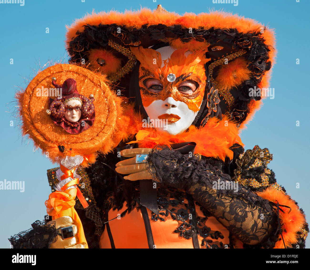 Masque de Venise - carnaval orange Banque D'Images