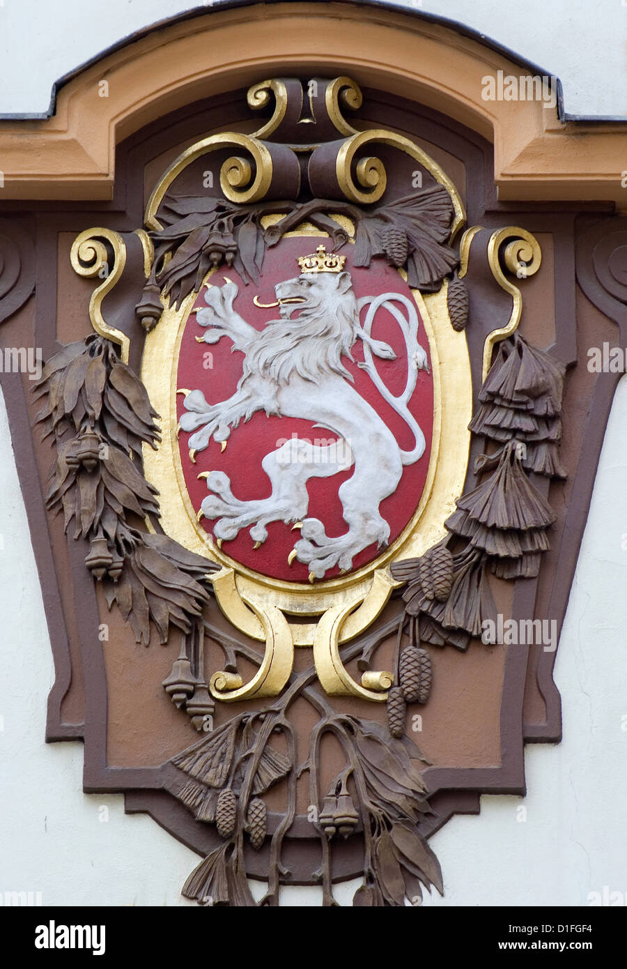 Prague - République tchèque héraldique national à partir de la façade de maison Banque D'Images