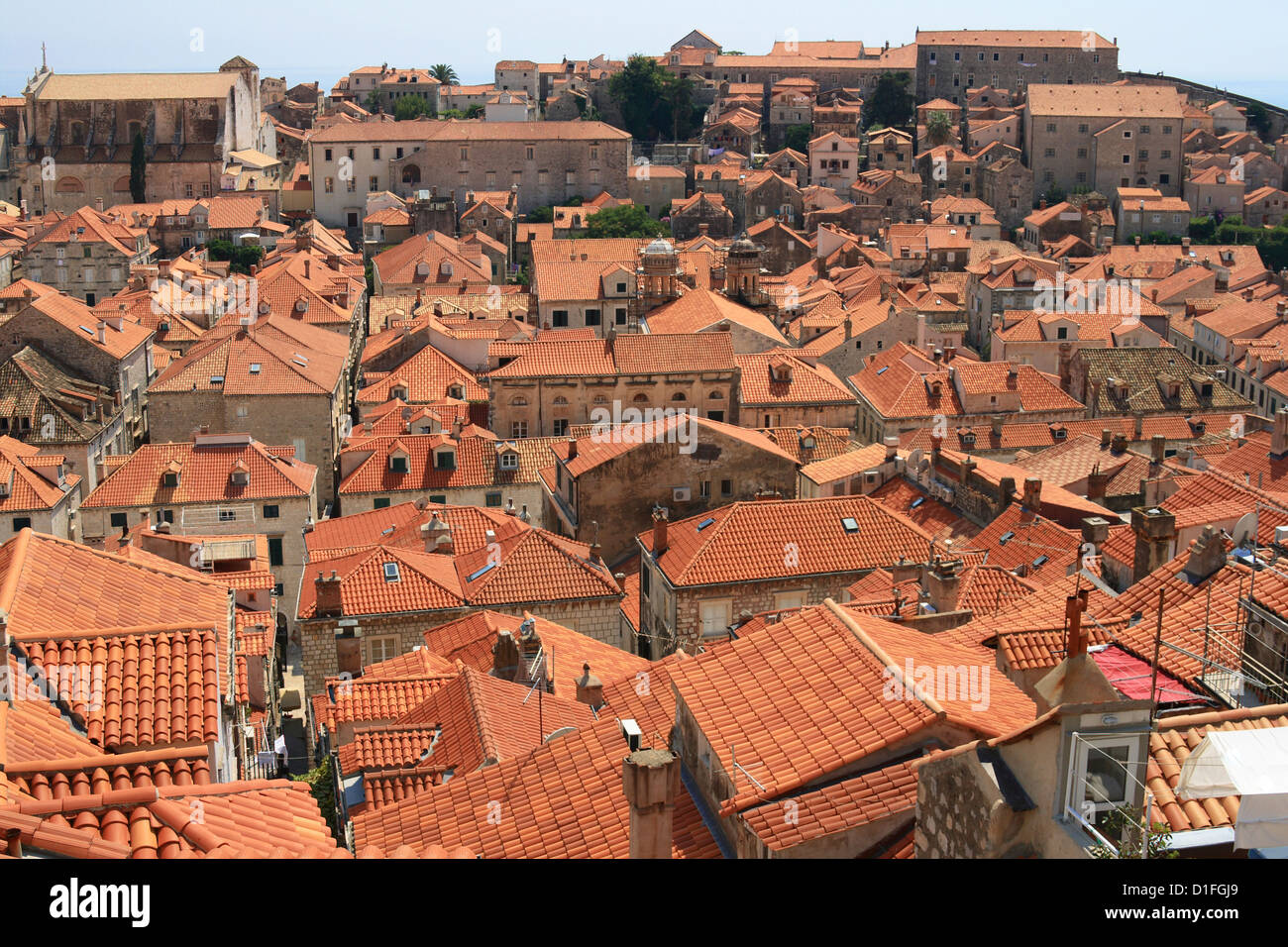 Toits rouges de Dubrovnik, Croatie. Banque D'Images