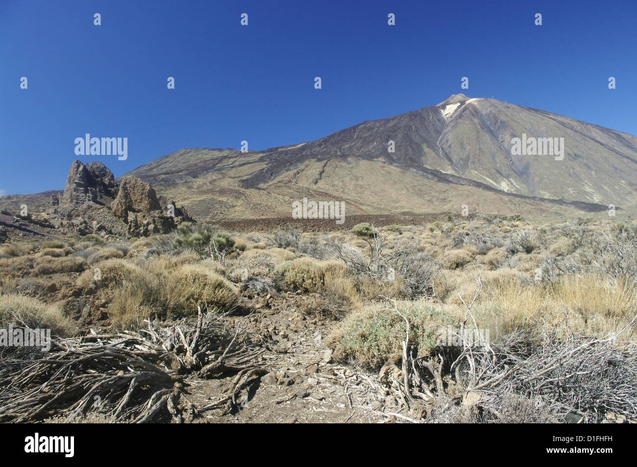 Paysage de vallée menant à El Teide, Tenerife, Canary Islands Banque D'Images