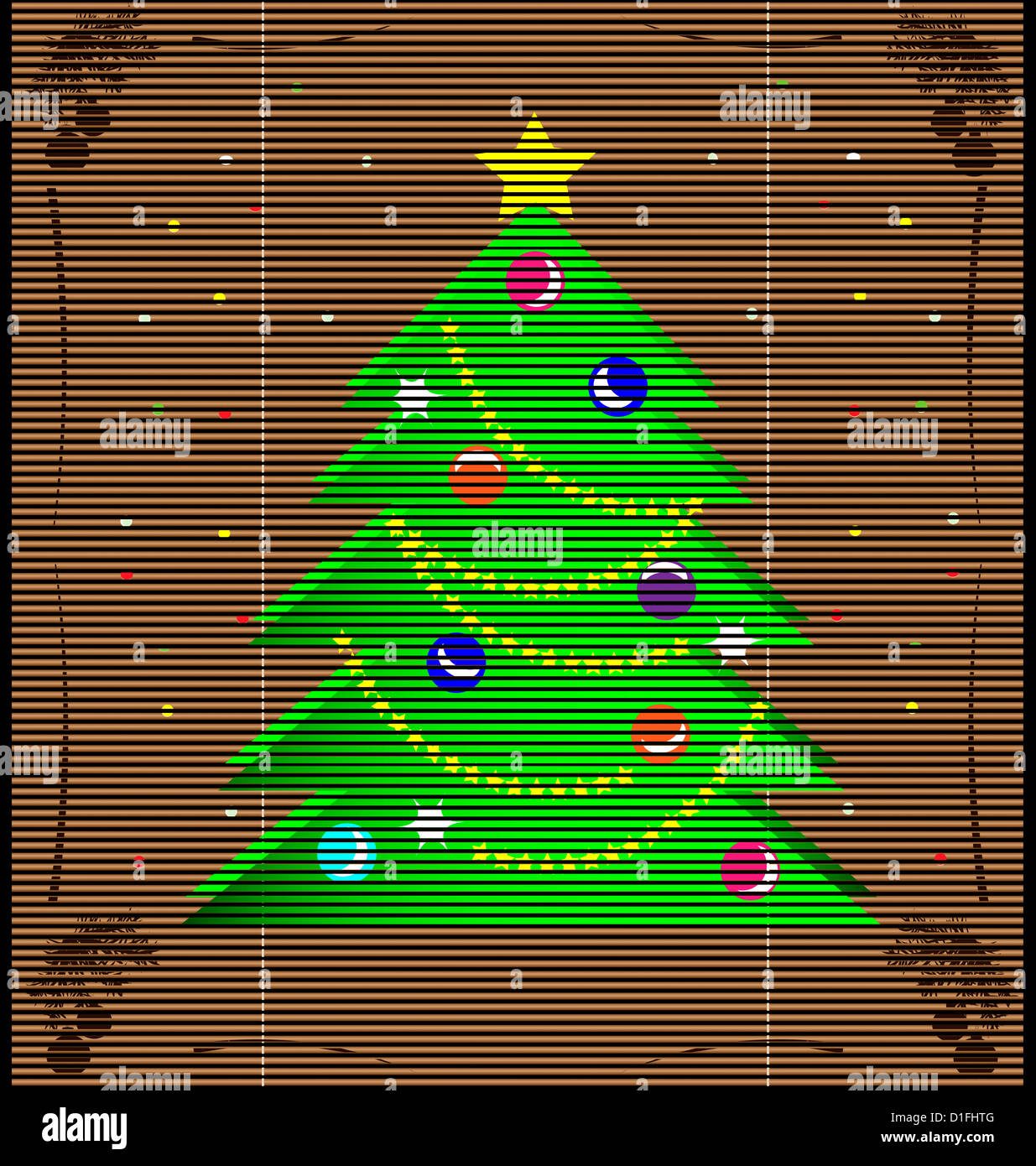 Imitation des matelas de paille avec un arbre de Noël vert Banque D'Images