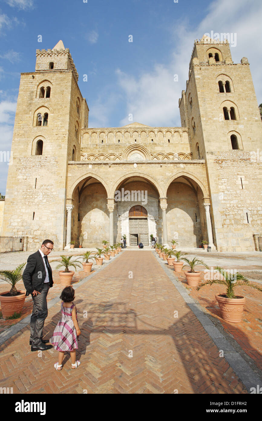La Cathédrale de Cefalù, Cefalù, Sicile, Italie Banque D'Images