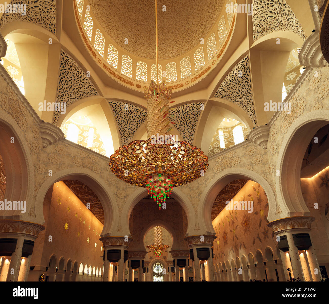 La Mosquée Sheikh Zayed, Abu Dhabi, Émirats arabes unis, Moyen Orient Banque D'Images