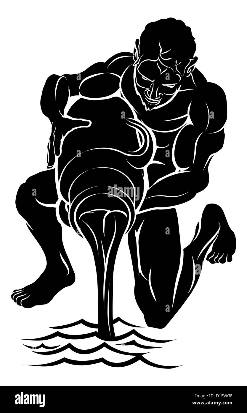 Une illustration d'un porteur d'eau noire stylisée d'un tatouage peut-être porteur d'eau Banque D'Images