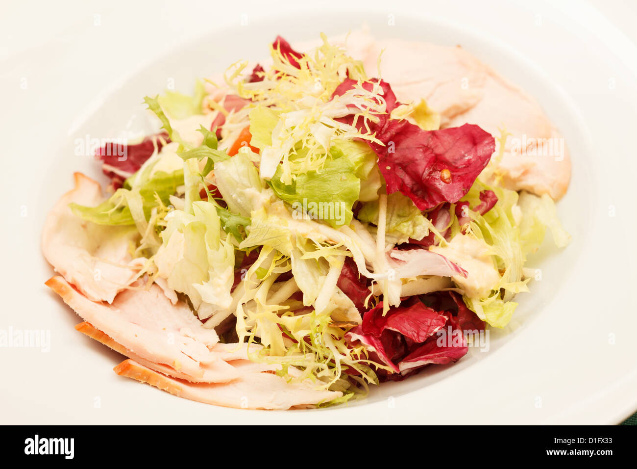 Poulet avec salade Banque D'Images