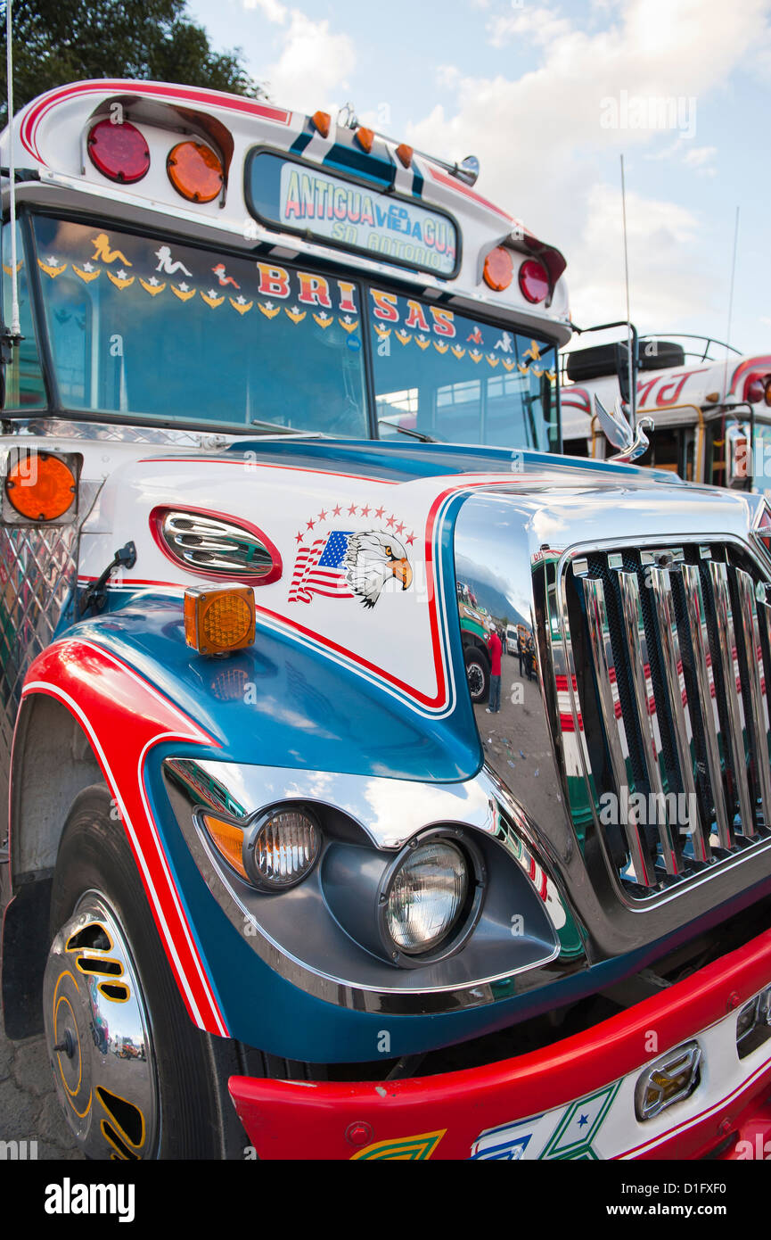 Bus de poulet, Antigua, Guatemala, Amérique Centrale Banque D'Images