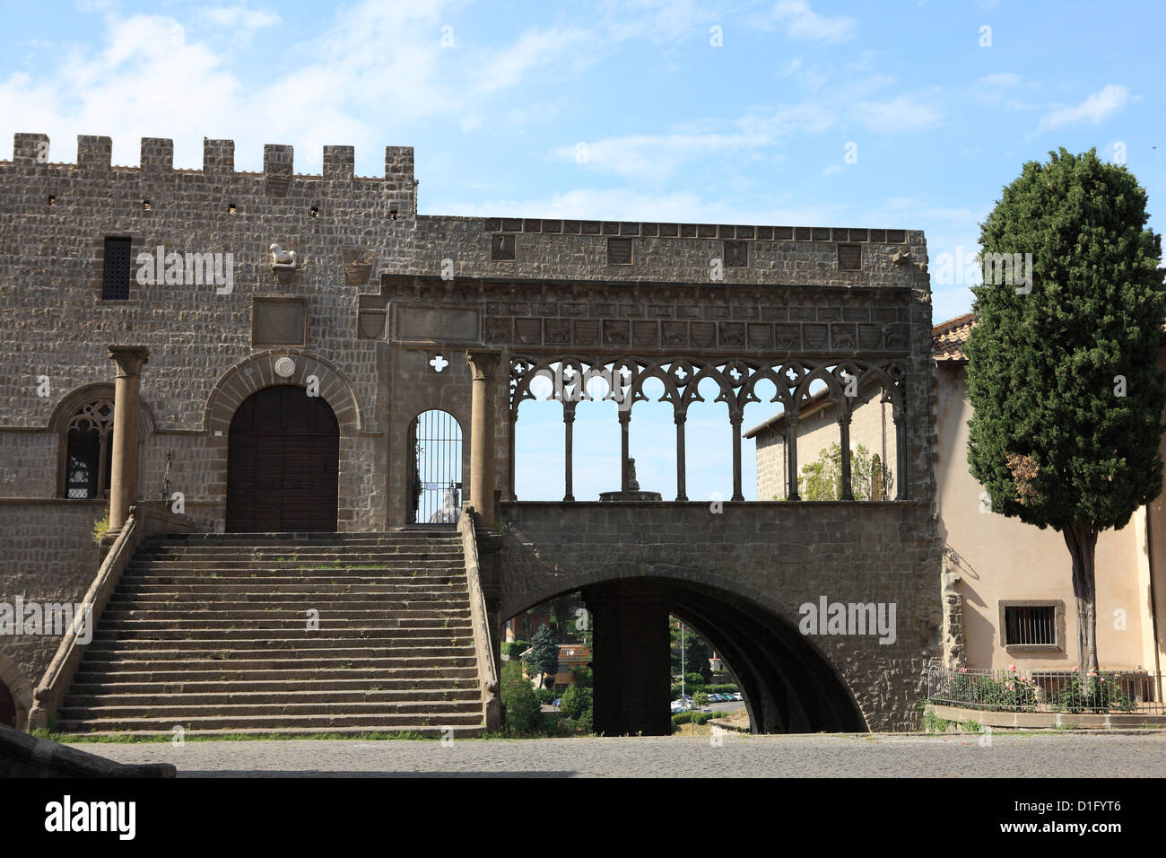 Terrasse de la palais des Papes de Viterbe, Latium, Italie, Europe Banque D'Images