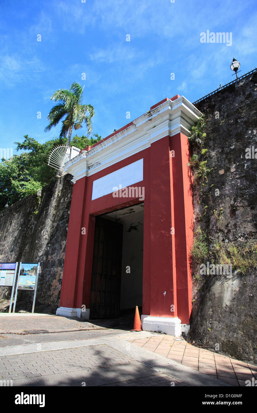 Porte de San Juan, vieux mur de ville, le vieux San Juan, San Juan, Porto Rico, Antilles, Caraïbes, États-Unis d'Amérique Banque D'Images