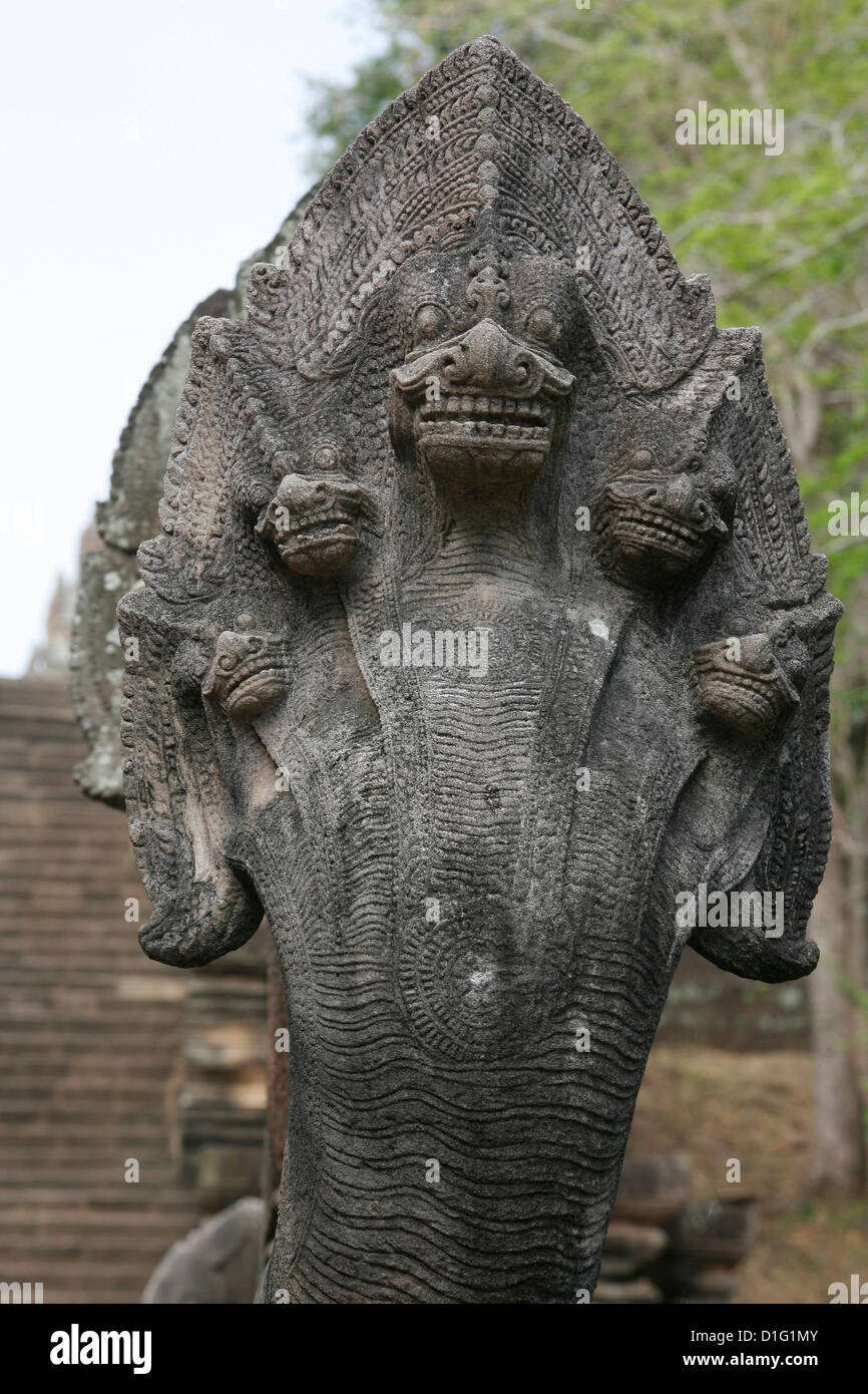 Sculpture de serpent de Naga dans temple Phnom Rung, Thaïlande, Asie du Sud, Asie Banque D'Images
