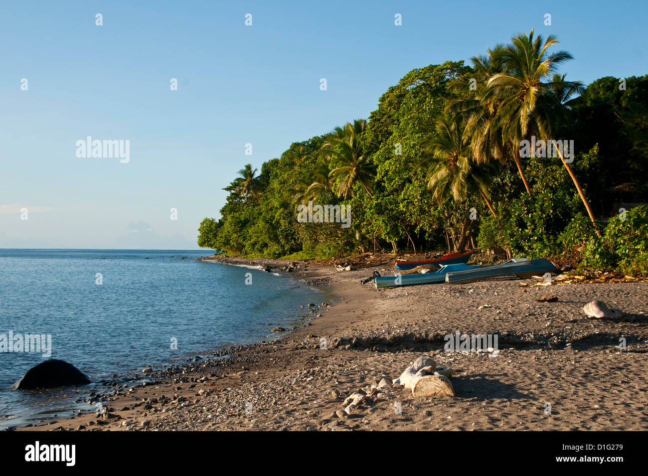 Plage sur l'île de Savo, Îles Salomon, Pacific Banque D'Images