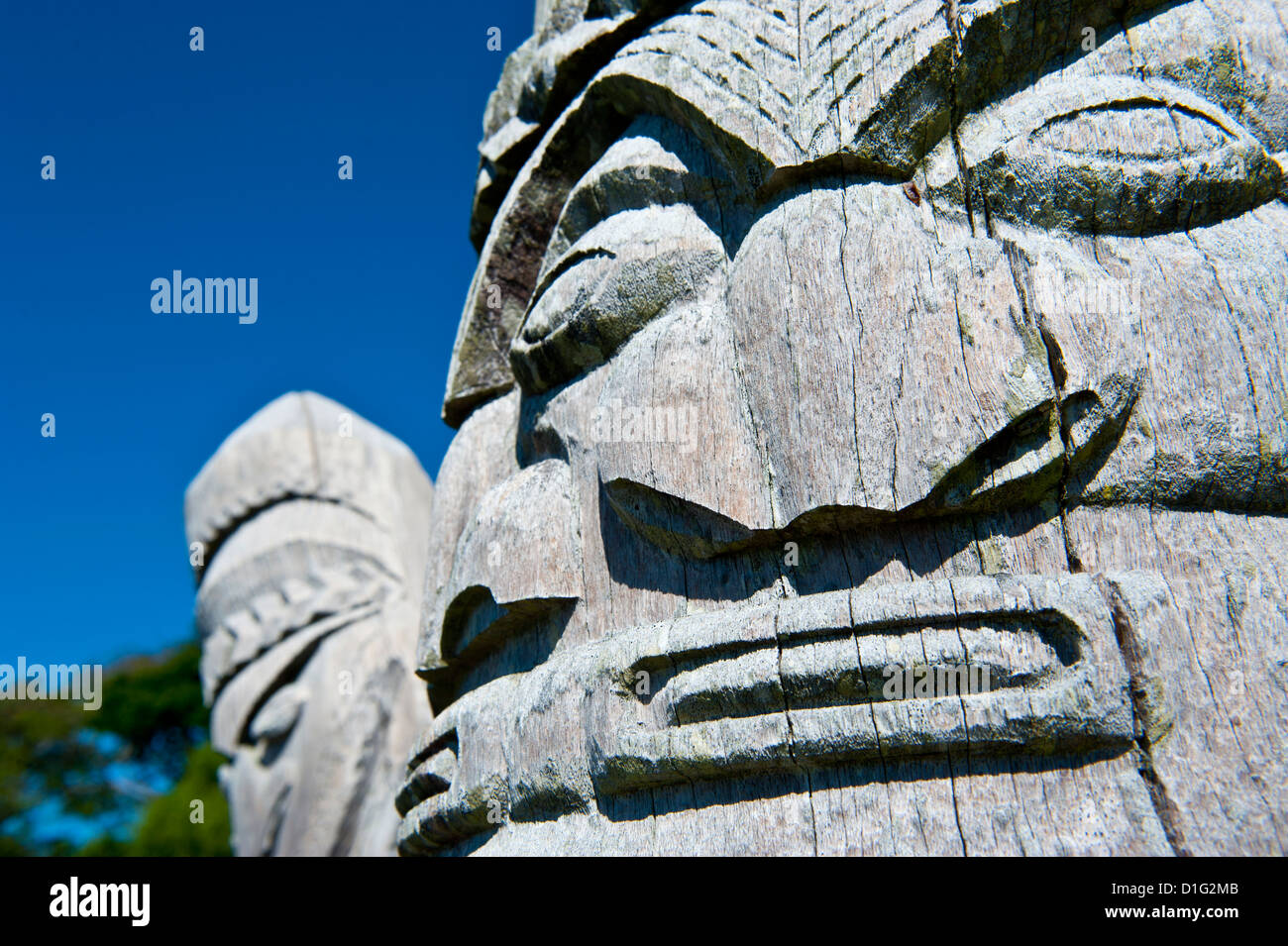 Sculpture sur bois traditionnelle à l'île des Pins, Nouvelle Calédonie, Mélanésie, Pacifique Sud, du Pacifique Banque D'Images