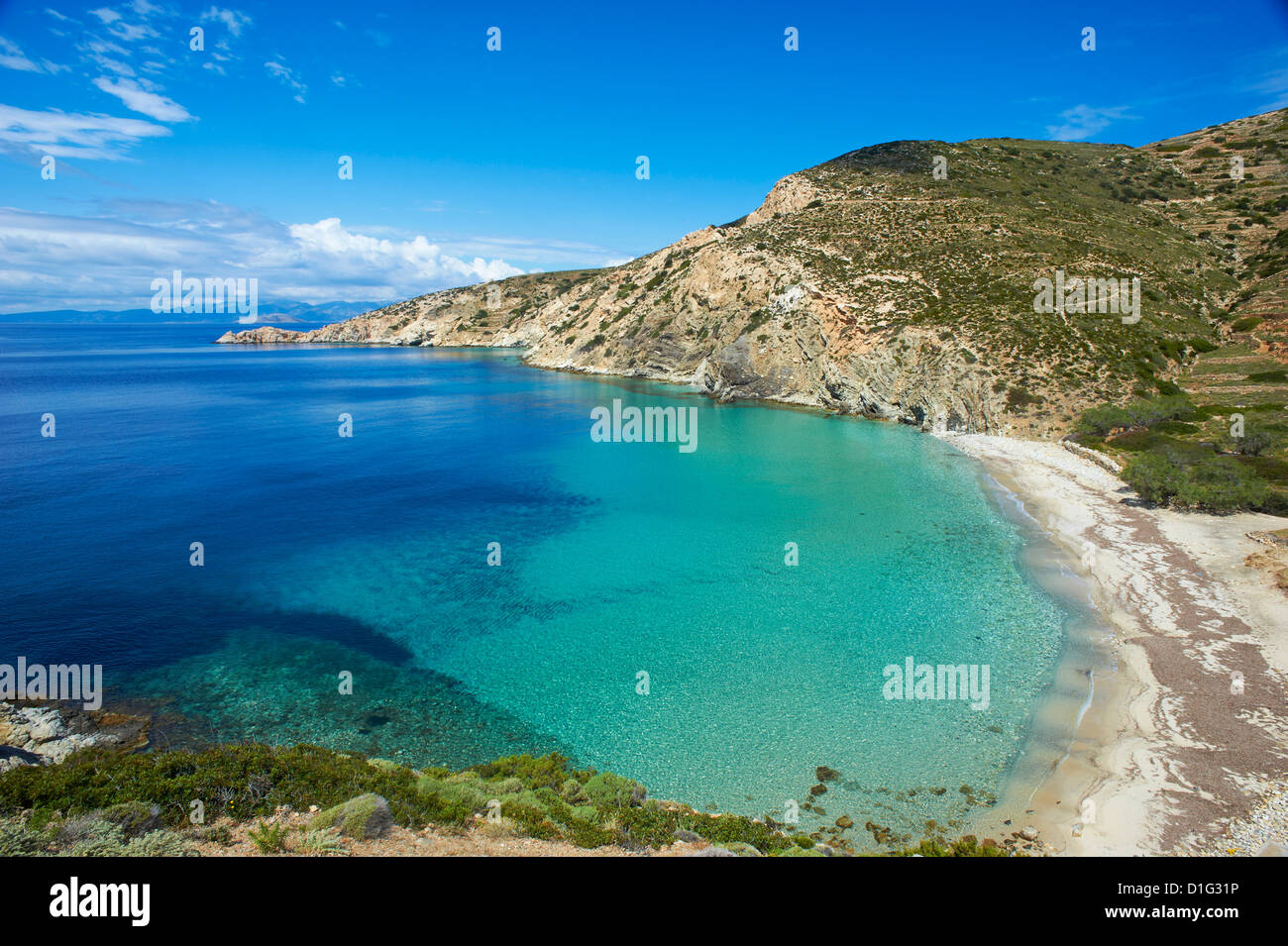 Plage de Livadi, Donoussa, Cyclades, Mer Égée, îles grecques, Grèce, Europe Banque D'Images