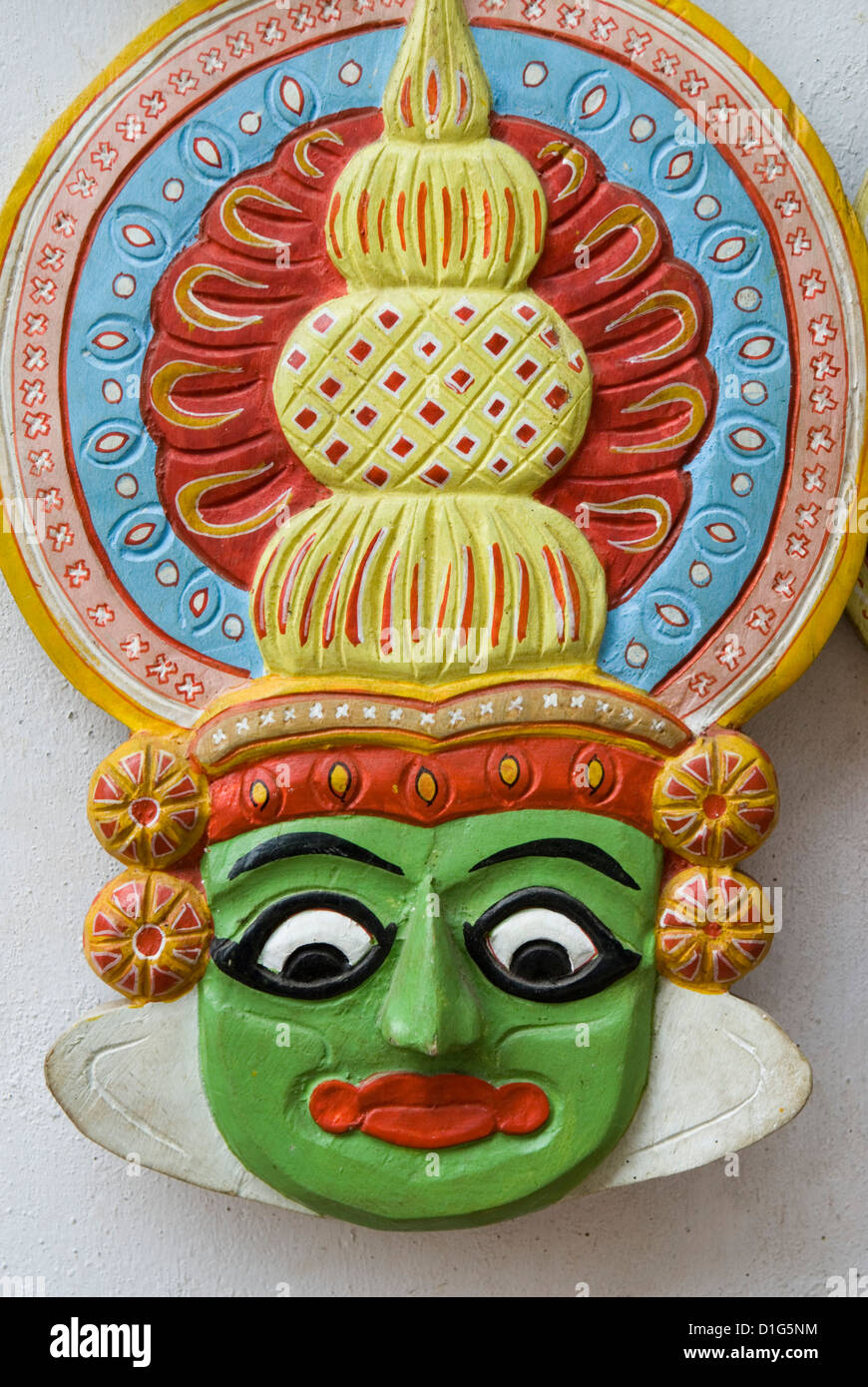 Masque de danseur de Kathakali, Kerala, Inde, Asie Banque D'Images