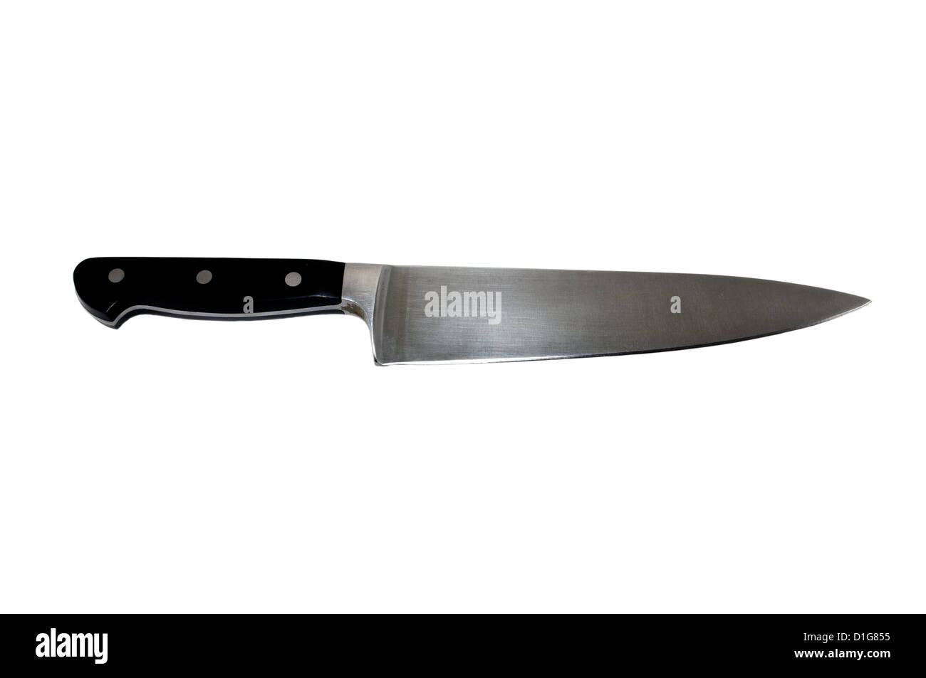 Grand couteau de cuisine isolé sur fond blanc Banque D'Images