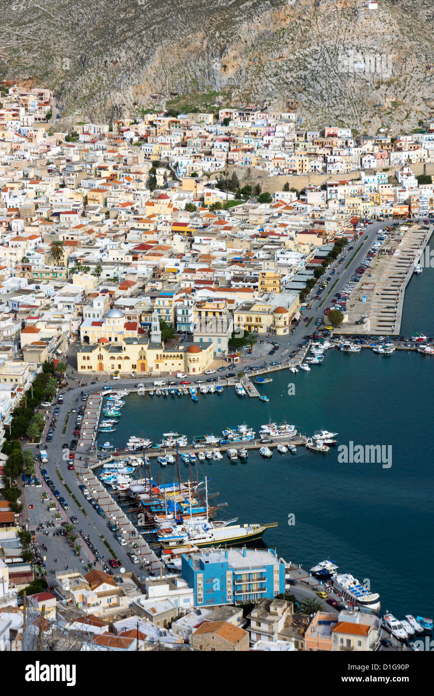 Pothia, le port de Kalymnos Ville d'en haut Banque D'Images