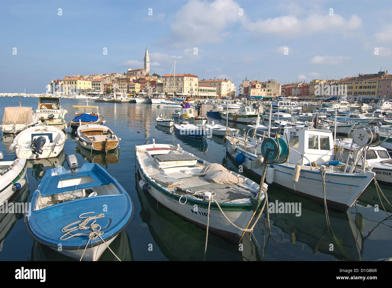 Elk192-1498, Rovinj, Croatie ville avec port de l'ensemble de la Cathédrale Banque D'Images