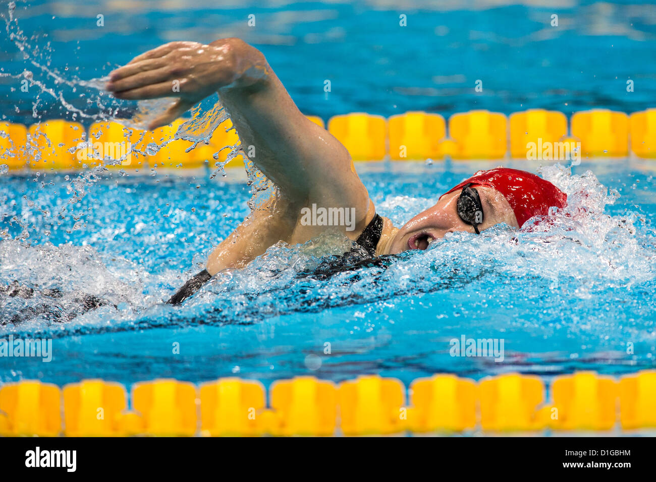 Hannah Miley (GBR) qui se font concurrence sur la jambe de freestyle de la Women's 400m quatre nages individuel de chaleur au Jeux Olympiques d'été 2012 Banque D'Images