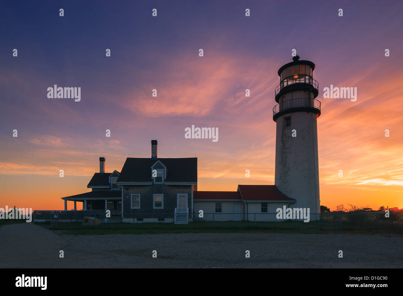 Le plus ancien phare de Cape Cod, Highland Light à Truro. Banque D'Images