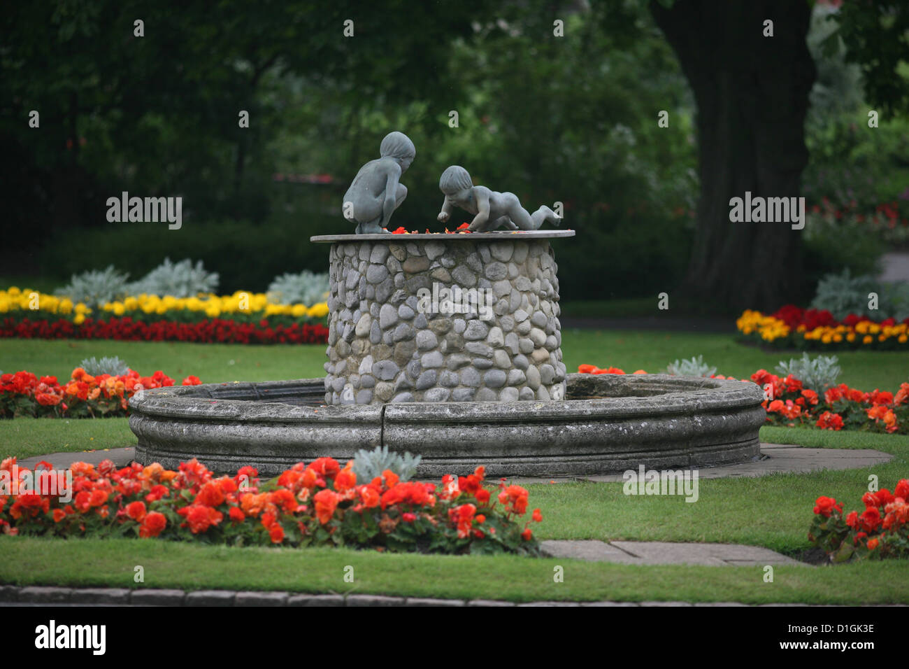 La fontaine dans la vallée Jardins en Harrogate. Banque D'Images