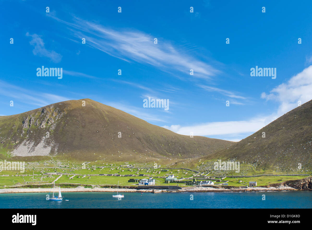 Village Bay, l'île de Hirta, Saint-Kilda, îles Hébrides extérieures, en Écosse, Royaume-Uni, Europe Banque D'Images