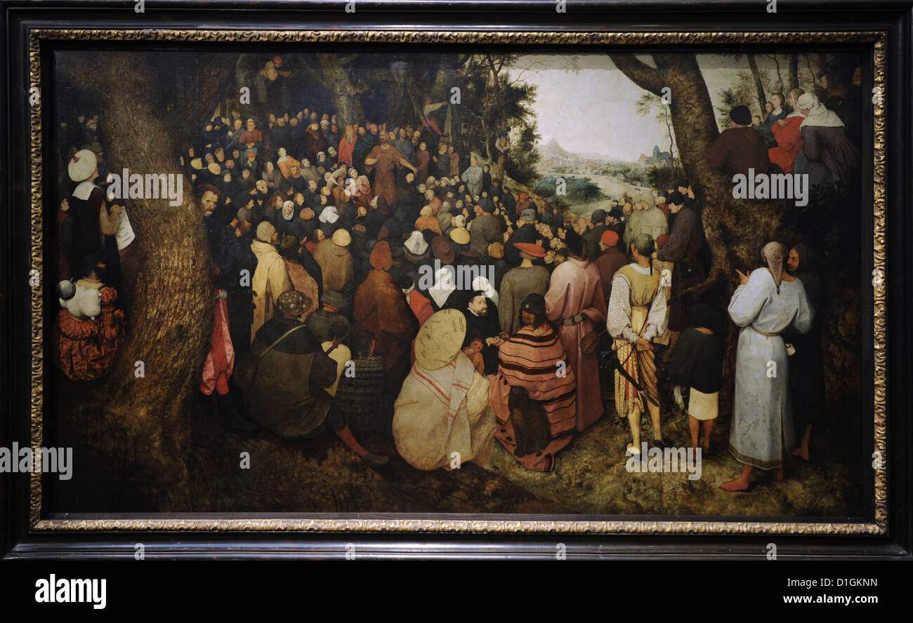 Pieter Brueghel l'ancien (c.1525-1569). Peintre flamand. Le Sermon de Saint Jean le Baptiste. Musée des beaux-arts de Budapest. Banque D'Images