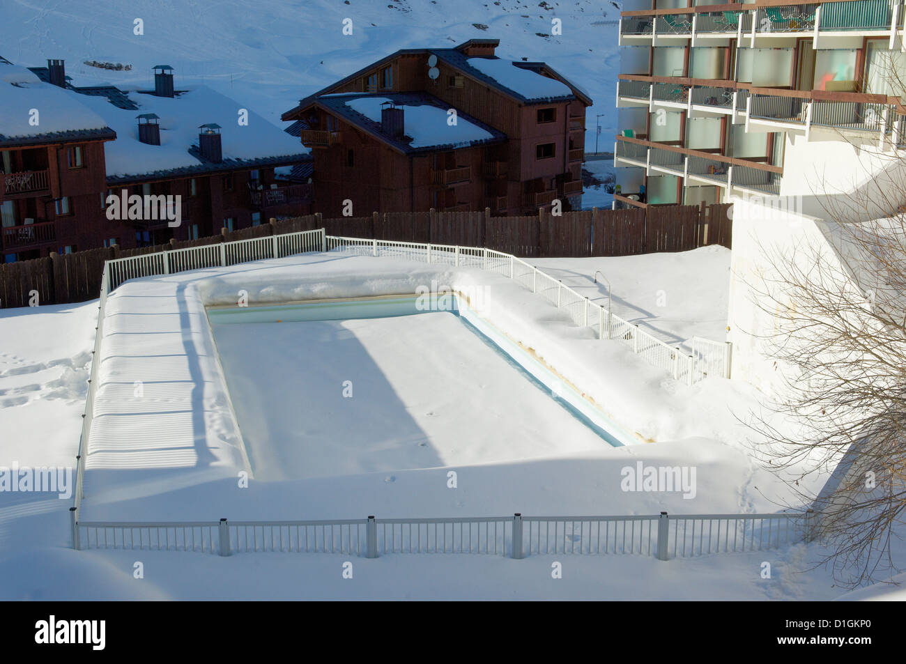 Piscine à Val Claret, plus haut village de Tignes, Savoie, Rhône-Alpes, Alpes, France, Europe Banque D'Images