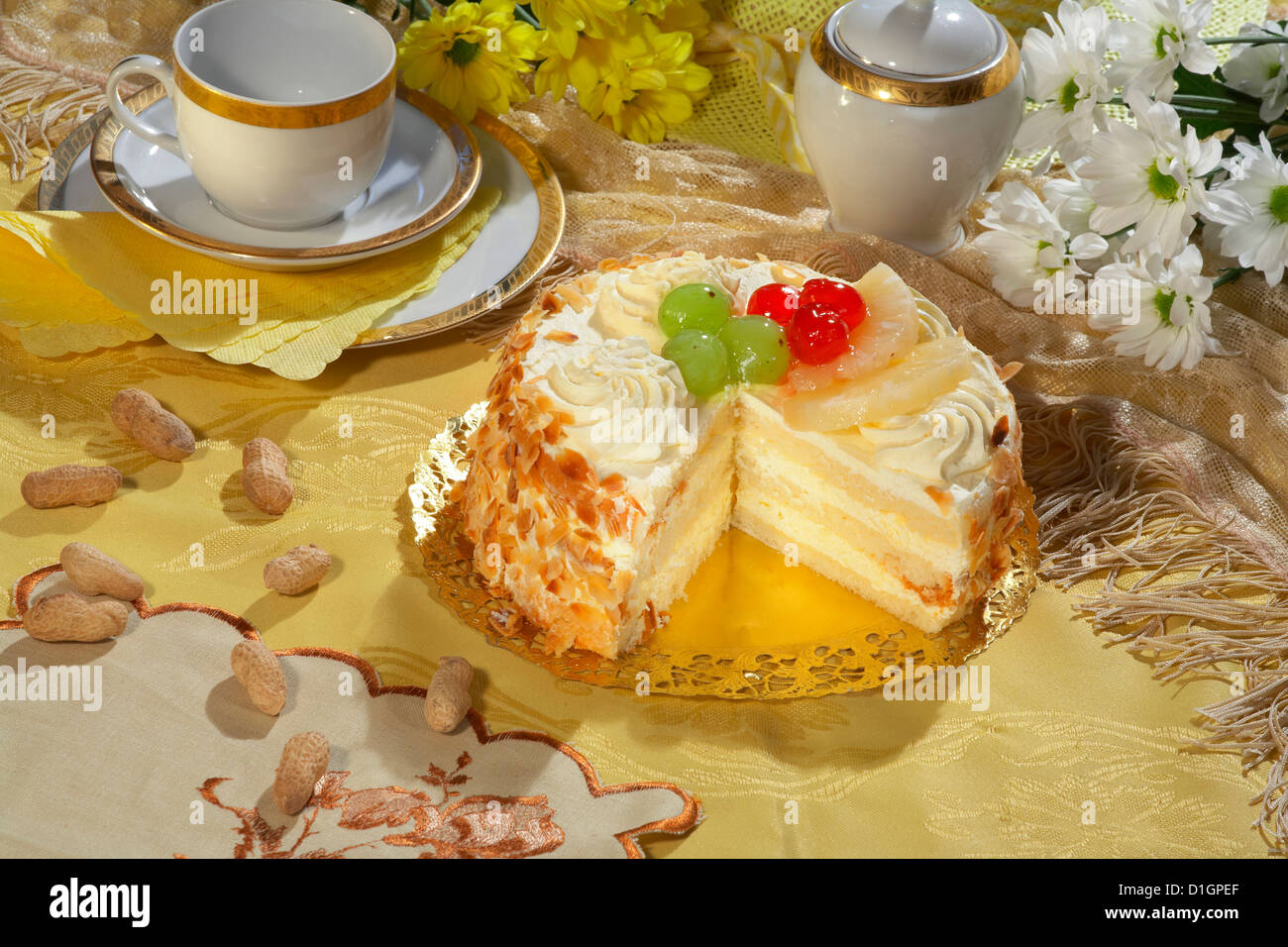 Gâteau à la crème de vanille Banque D'Images