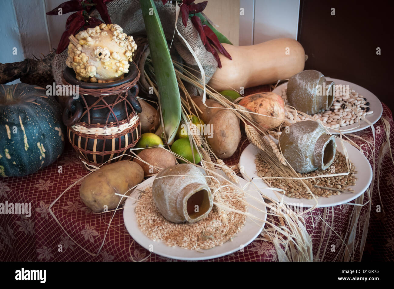 Still Life de divers légumes et céréales Banque D'Images