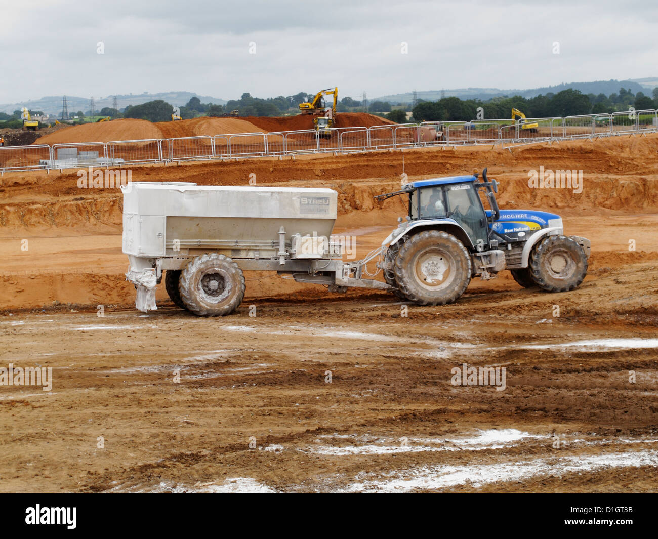 Stabilisation à la chaux pour la stabilisation de sols sur site UK construction immobilier commercial Banque D'Images