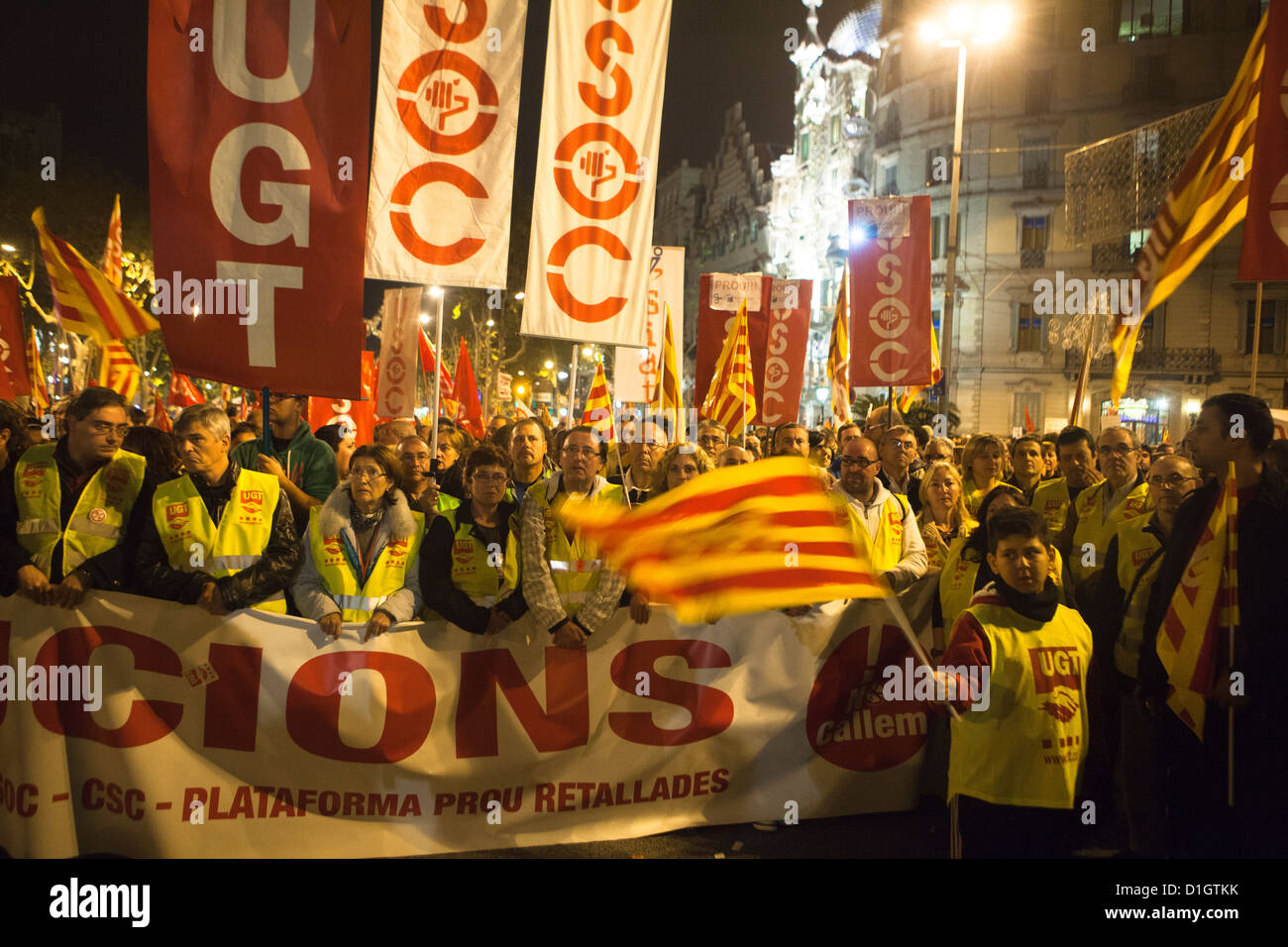 Barcelone,   l'Espagne, une grève générale en Espagne Banque D'Images
