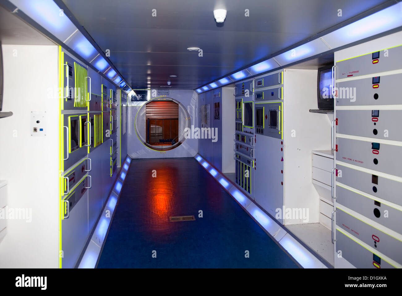 Le modèle de module laboratoire Columbus de l'ISS, Station spatiale internationale, l'Euro Space Center, Transinne, Belgique, Europa Banque D'Images