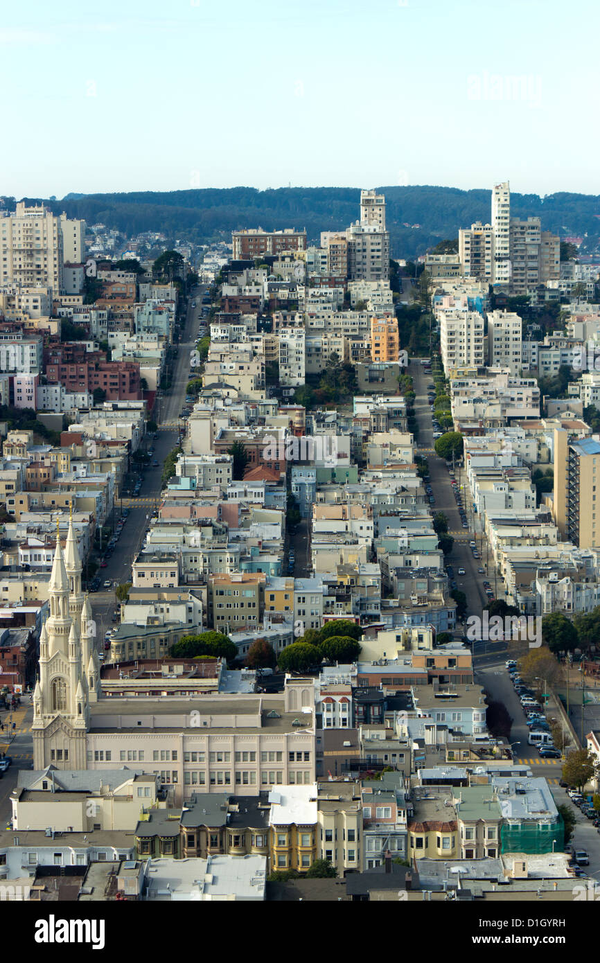 Quartier résidentiel de San Francisco cityscape Banque D'Images