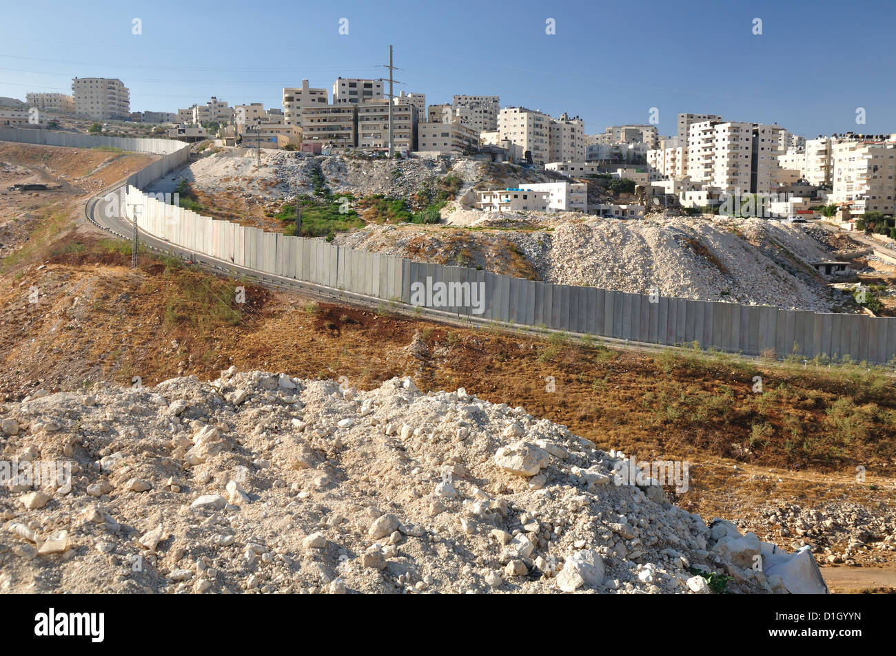 Clôture de sécurité, la séparation de la partie arabe de Jérusalem. Israël. Banque D'Images