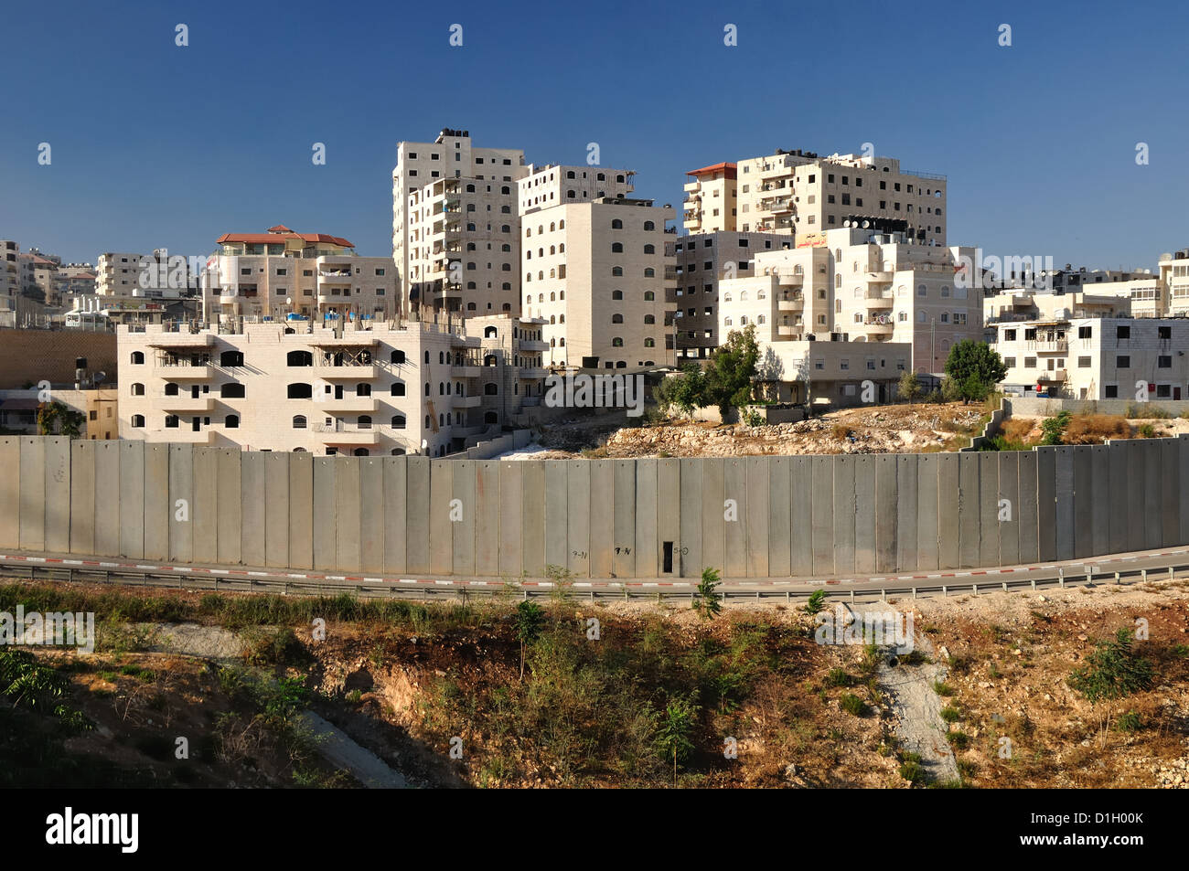 Clôture de sécurité, la séparation de la partie arabe de Jérusalem. Israël. Banque D'Images