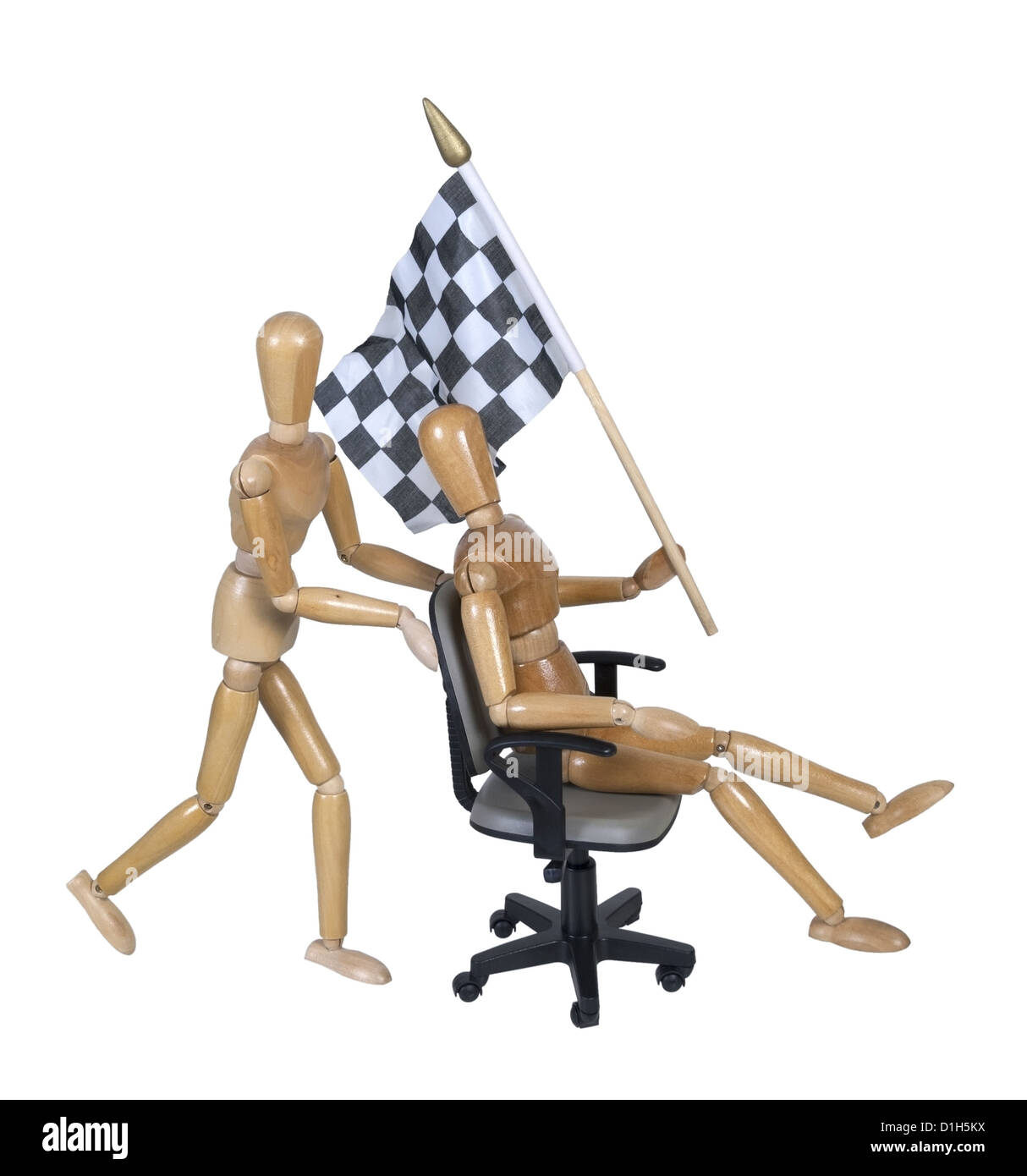 Drapeau à damier sur une chaise de bureau race - chemin inclus Banque D'Images