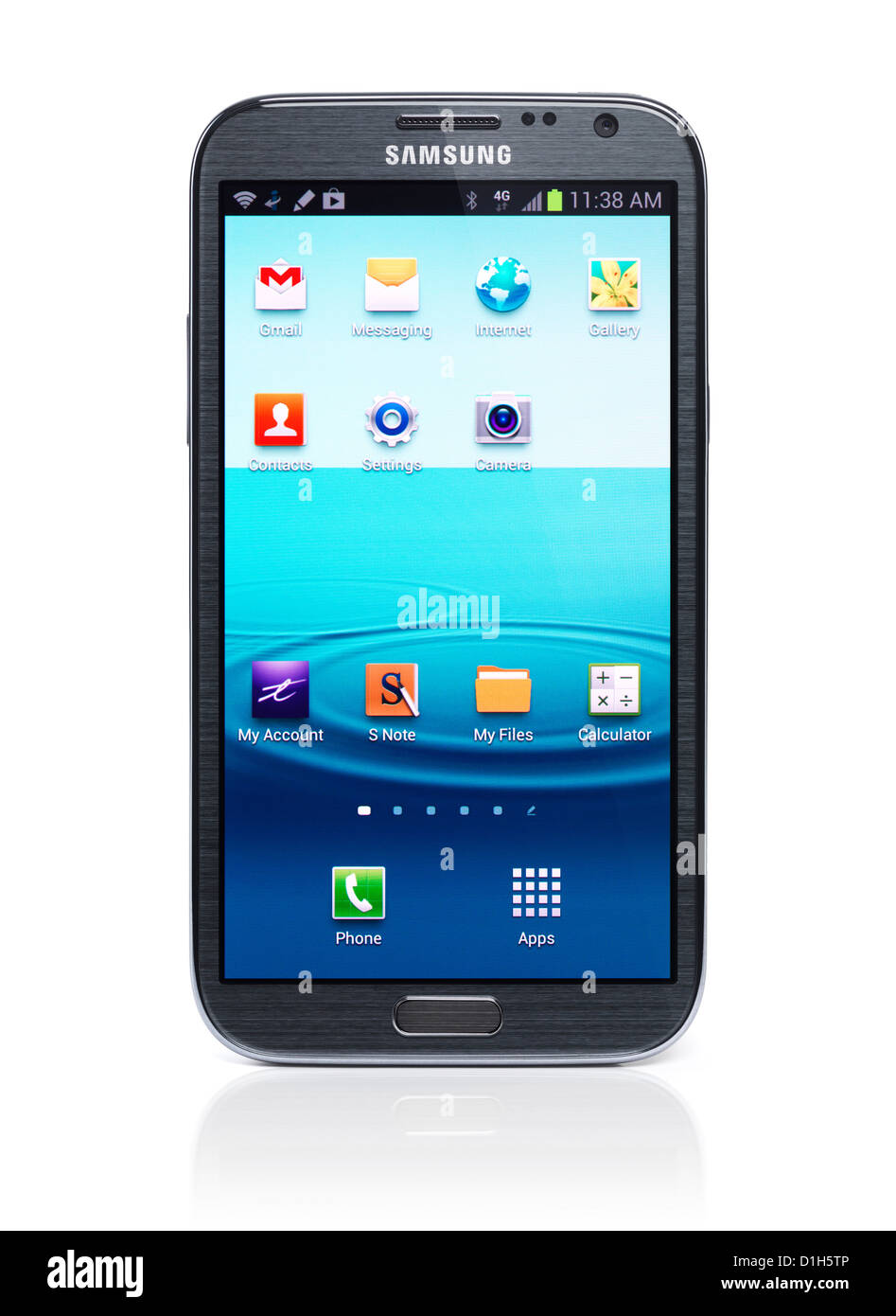 Samsung Galaxy Note 2 smartphone Android isolé sur fond blanc avec clipping path Banque D'Images