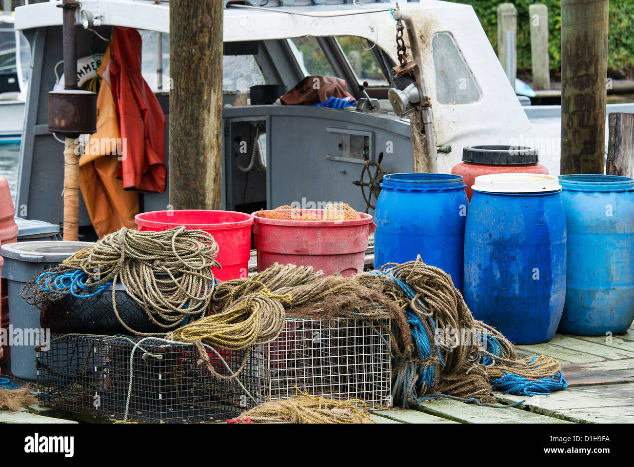 Quai de pêche commerciale, Menemsha, Chilmark, Martha's Vineyard, Massachusetts, USA Banque D'Images